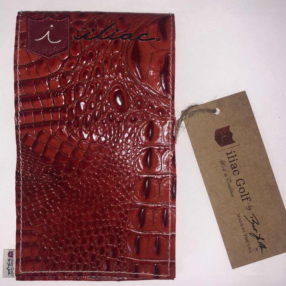 iliac Golf Red Yard Book Scorecard Cover Leather
